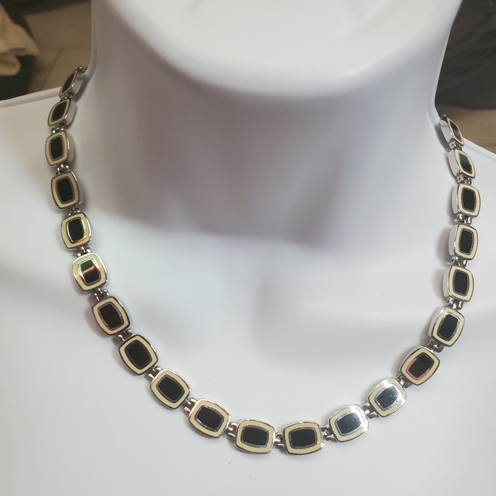 Vintage Nikken Stainless Steel Magnetic Necklace & Bracelet Set